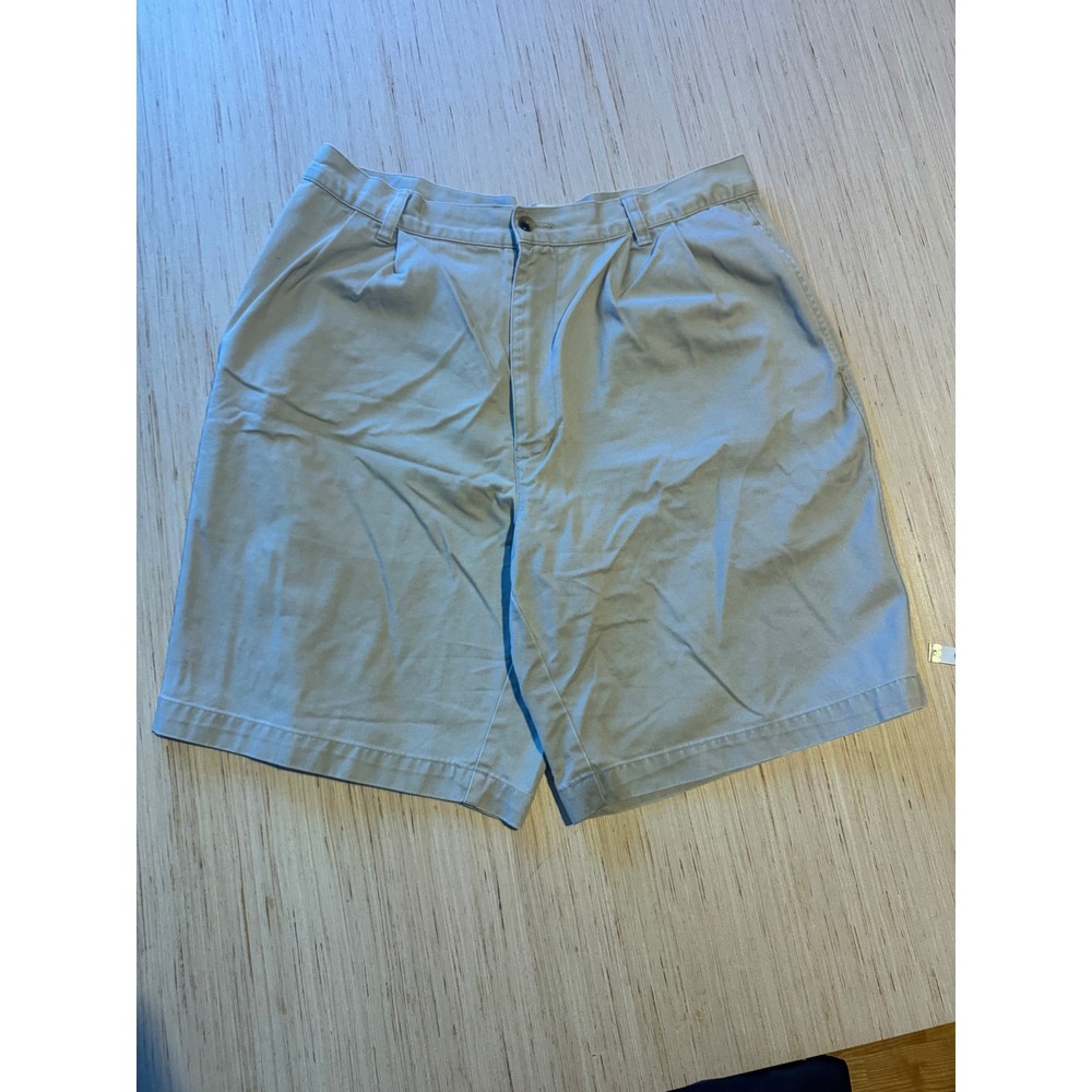 Field Gear Mens 34 Khaki Pleated Chino Shorts 100% Cotton Tan Twill Casual 44